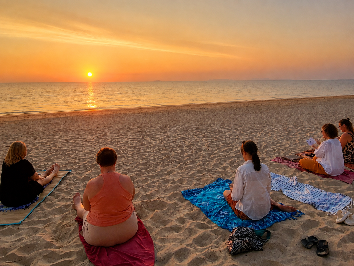 Meditation i solnedgången Koh Lanta Thailand